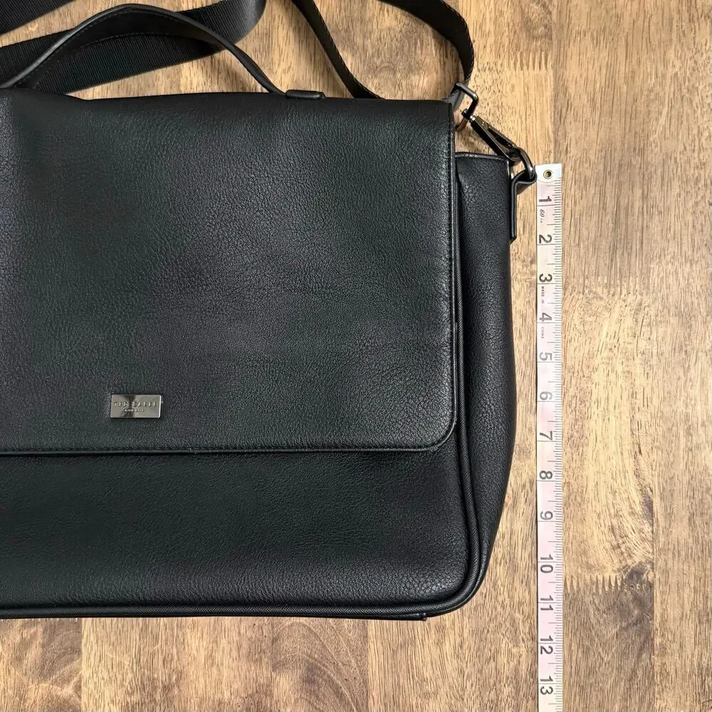 Ted Baker Messenger Bag Briefcase Laptop Faux Leather Professional Unisex Black